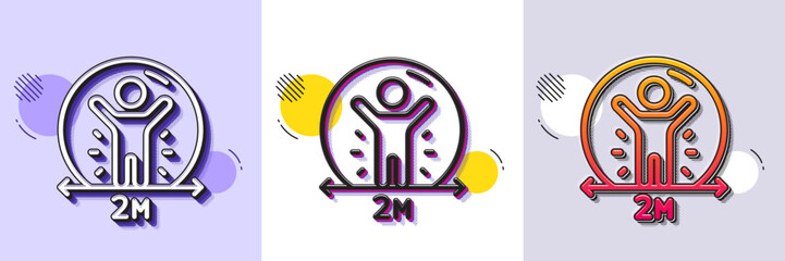 Poster - social distance line icon. halftone dotted pattern. gradient icon with grain shadow. people isolatio