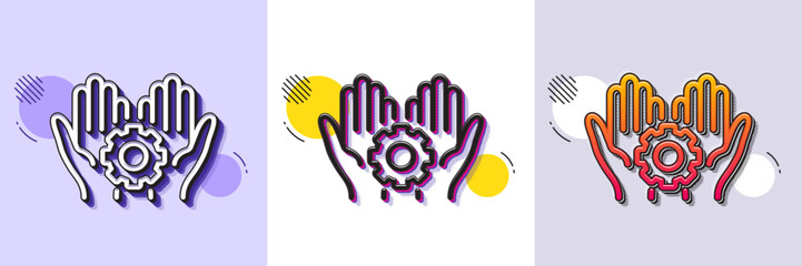 Poster - employee hands line icon. halftone dotted pattern. gradient icon with grain shadow. work gear sign. 