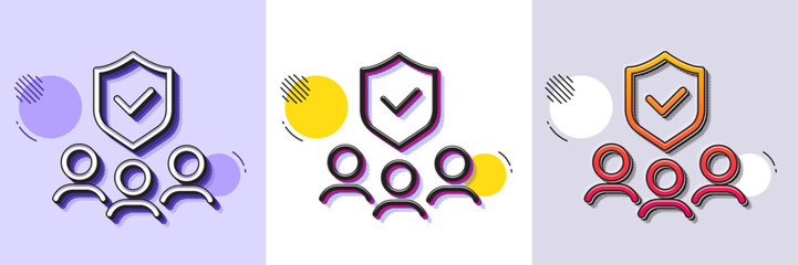 Poster - people insurance line icon. halftone dotted pattern. gradient icon with grain shadow. health coverag