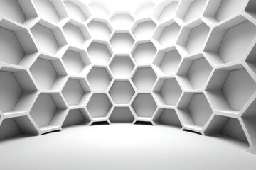 Poster - abstract architectural background with white honeycomb pattern, a modern and futuristic design, crea