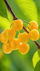 Aufkleber - A cluster of yellow berries on a tree branch.