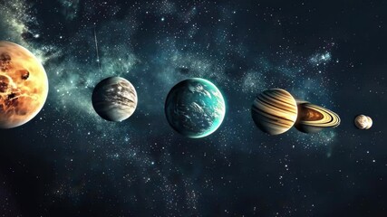 Aufkleber - Explore the beauty of the solar system with vibrant planets and cosmic elements in stunning 4k resolution