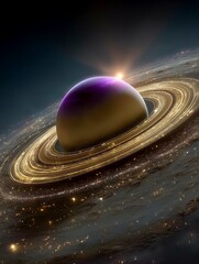 Wall Mural - exoplanet, other galaxies, sci-fi worlds, rings of debris surrounding a planet. universes. ai genera