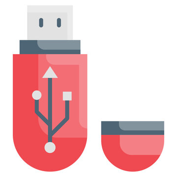 Red USB Flash Drive Data Storage Device Icon Illustration