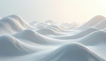 Leinwandbilder - Abstract, flowing wavy background in white, light blue colors. Illustration generated by AI for minimalist design. Smooth silk texture, fabric effect. Modern digital art, gentle curves, soft light