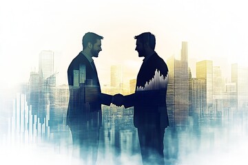 Aufkleber - Business partners shaking hands in a modern setting symbolizing partnership and trust in a corporate environment : Generative AI
