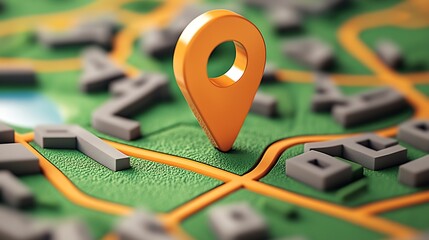 Poster - Vivid 3D Render of a Map Location Pin Highlighting a Residential Area : Generative AI