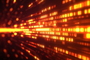 Fototapete - Abstract digital background featuring glowing binary code representing advanced technology and data : Generative AI