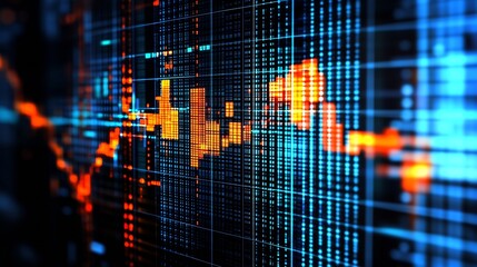 Poster - Abstract digital financial data visualization with vibrant colors and intricate patterns for technology backgrounds : Generative AI
