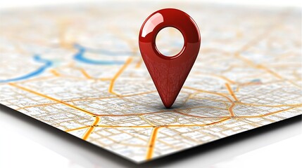 Aufkleber - Stylish 3D location marker displayed over a vibrant map showcasing geography and travel routes : Generative AI