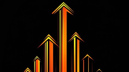 Leinwandbilder - Stylized upward arrows in bright hues of orange and yellow representing growth and advancement : Generative AI