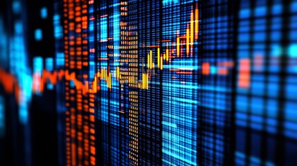 Fototapete - Close up of animated financial data with bright colors showcasing stock trends and market analysis in a digital format : Generative AI