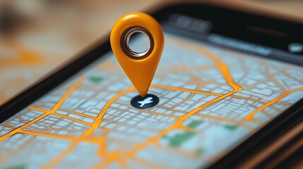 Poster - Map on smartphone showing a repair shop location pin for quick access and navigation : Generative AI