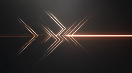 Fototapete - Dynamic abstract artwork displaying angled glowing lines and arrow shapes with a sleek dark backdrop : Generative AI