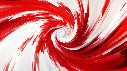 Poster - Abstract swirl of red and white paint strokes creating a vortex effect in the center area viewed close