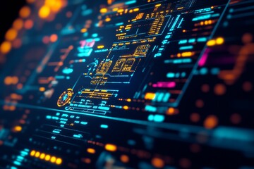 Aufkleber - Advanced technology data visualization screen in vivid colors displaying essential statistics for experts : Generative AI