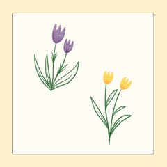 Wall Mural - flower vector set with frame background