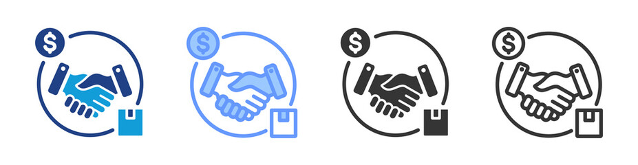 Poster - Trade Agreement icon set multiple style collection