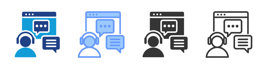 Poster - Live Chat icon set multiple style collection