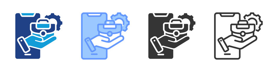 Poster - Mobile Work icon set multiple style collection