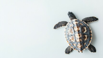 Poster - Patterned turtle from a top-down perspective with a minimalist background showcasing intricate shell details