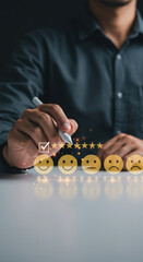 Wall Mural - customer feedback: rating experience with stars & smileys. get insights & improve your business with
