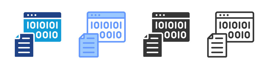 Poster - Binary icon set multiple style collection