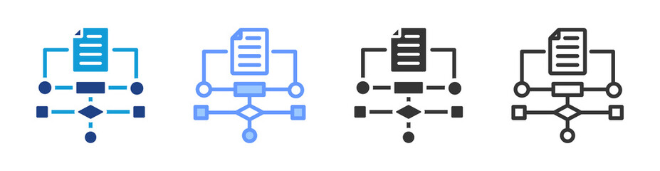 Fototapete - Algorithm icon set multiple style collection