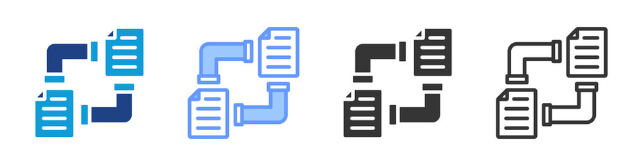 Fototapete - Data Pipeline icon set multiple style collection