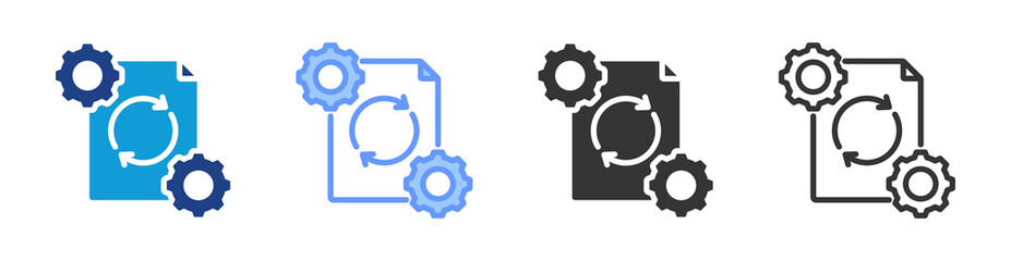 Fototapete - Preprocessing icon set multiple style collection