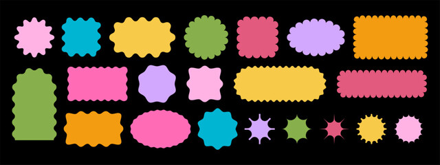 Wall Mural - set of colorful arch, rectangle and square, oval, star and circle shapes with curvy edges. geometric
