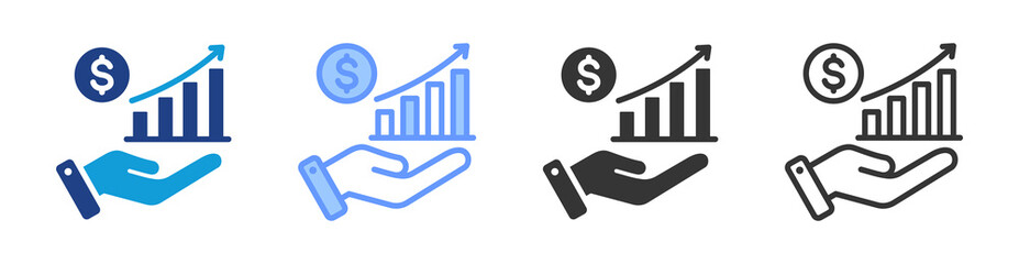 Poster - Revenue Stream icon set multiple style collection