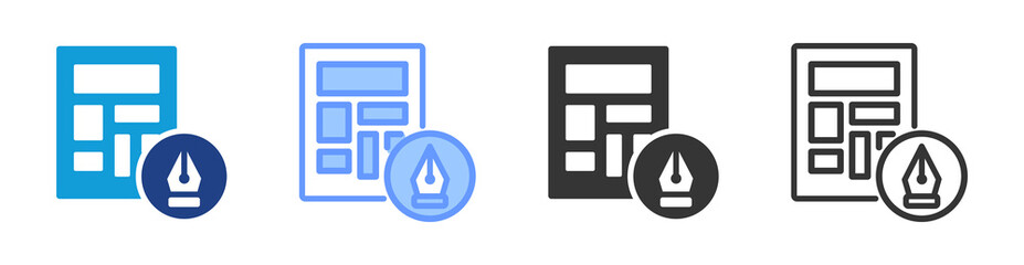 Fototapete - Layout icon set multiple style collection