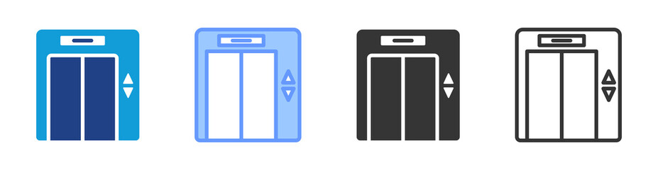 Poster - Elevator icon set multiple style collection