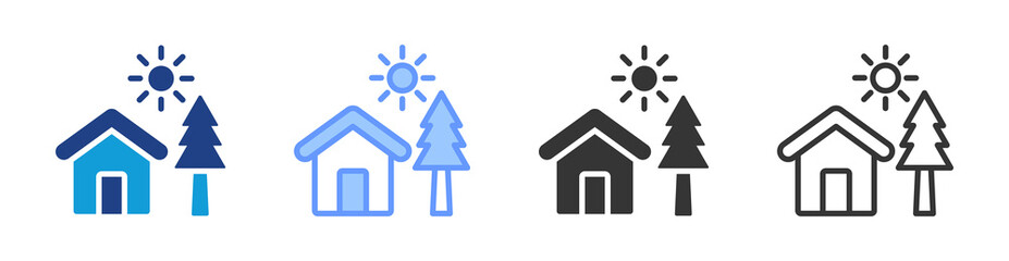 Poster - Landscaping icon set multiple style collection