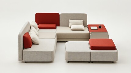 Poster - Modular desk arrangement with dividers, cable trays, and coordinated color schemes