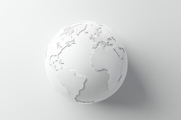 global globe illustration on a white background showcasing continents and oceans, representing unity