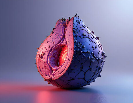 Abstract Biomorphic Form with Organic Structure and Textured Surface
