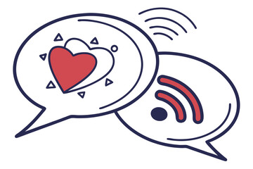 Poster - Social Media Communication With Heart And Connection Vector Design Illustration