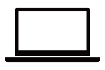 Laptop with transparent screen. Device mockup front view. Icon, frame, background. Vector illustration.	