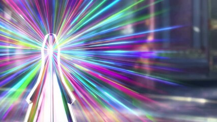 Poster - Vibrant Rainbow Light Rays Burst Abstract Background Design