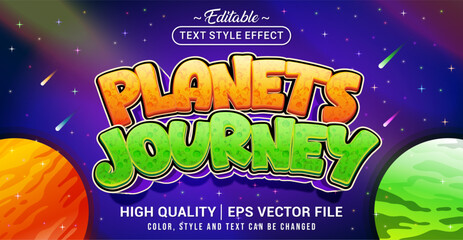 Fototapete - Editable text style effect - Planets Journey text style theme. Vector text style illustration template.