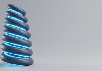 Poster - Abstract 3D Render of a Glowing Spiral Tower Against a Minimalist Background