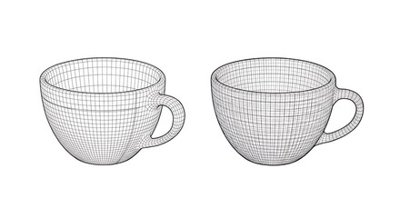 Wireframe Cups: A Minimalist Line Art Duo