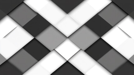 Poster - A black and white image with white squares and black triangles. The squares are arranged in a grid pattern, with some overlapping and some standing alone. The triangles are positioned above