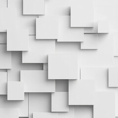 Poster - The image is a white background with white squares. The squares are arranged in a way that creates a sense of depth and texture. Scene is minimalist and clean, with a focus on the simple shapes