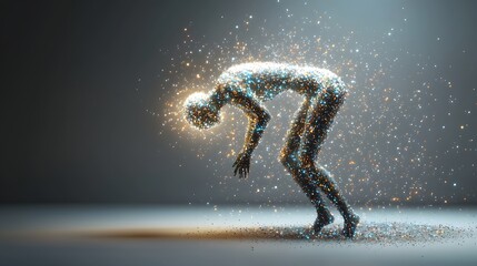 Aufkleber - A silhouetted human figure appears to be composed of a swirling glowing galaxy of stars cosmic dust and luminous energy creating a surreal and dreamlike visual effect