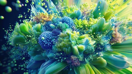 Poster - Vibrant abstract explosion of colorful, organic forms.  A dynamic mix of flowing shapes and elements