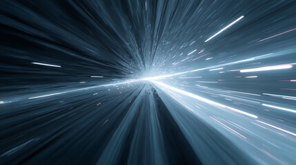 Fototapete - Abstract light speed background hyperdrive warp speed tunnel futuristic space travel technology concept