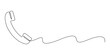 © MD - Line drawing handset cell. Single draw phone icon, line art contact us concept, telephone continuous monoline drawing.one line drawing of retro telephone with copy space. Vector illustration